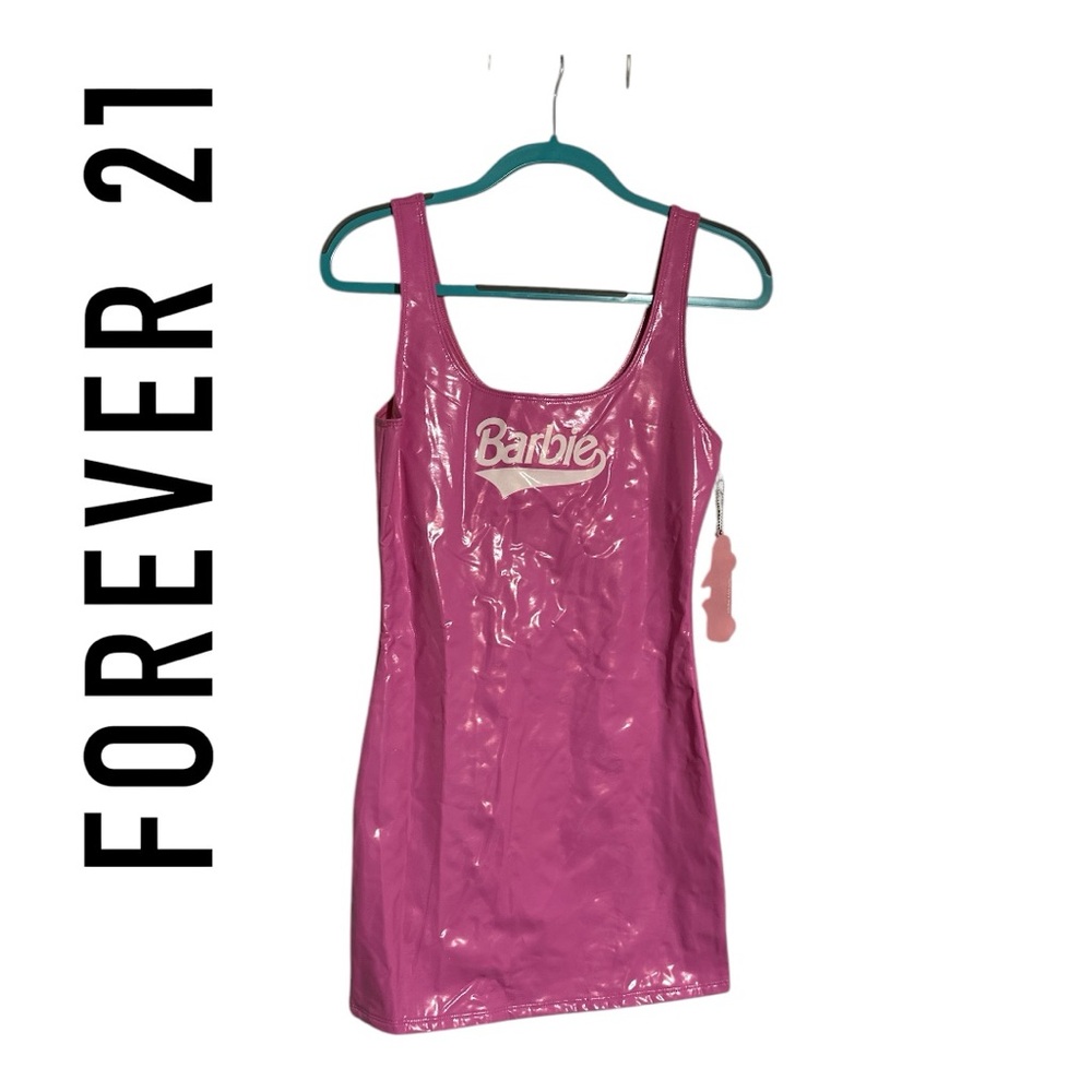 Forever 21 x Barbie NWT Pink Vinyl Bodycon Dress Medium